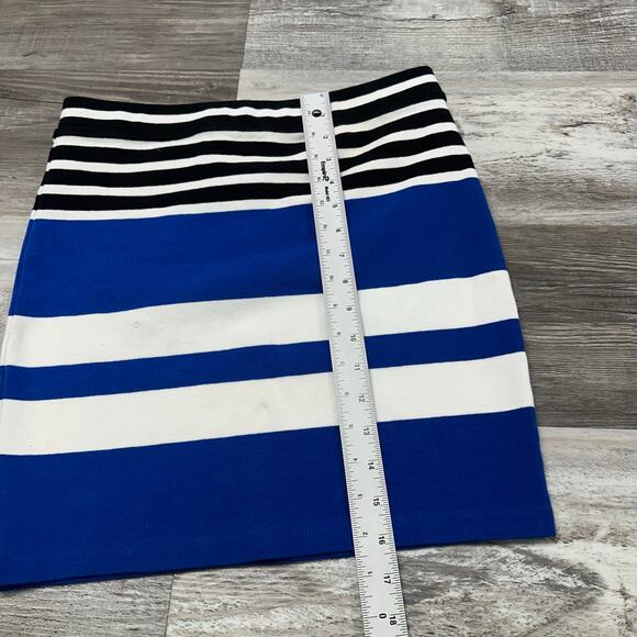 T by Alexander Wang Blue Black Womens M Engineer Stripe Viper Mini Pencil Skirt - Picture 6 of 7
